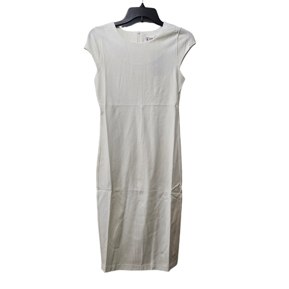 NWT White Zip Up Cap Sleeve Bodycon Midi Dress Small - Picture 3 of 4